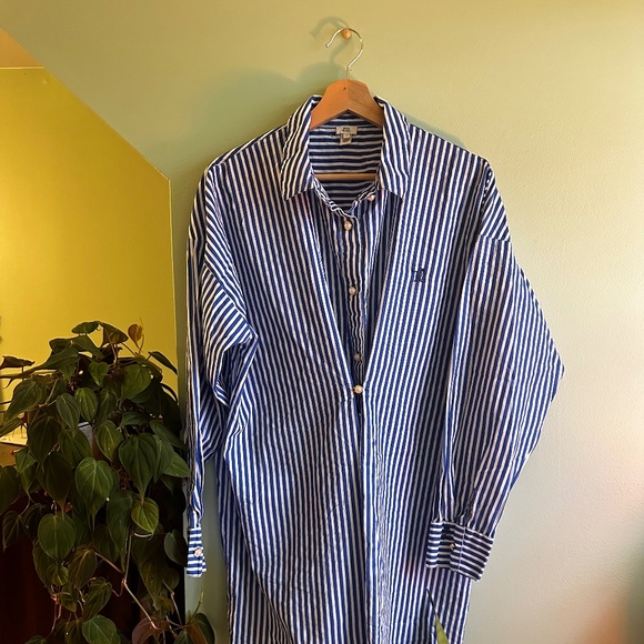 Striped Button Down Shirt Dress - Picture 1 of 7